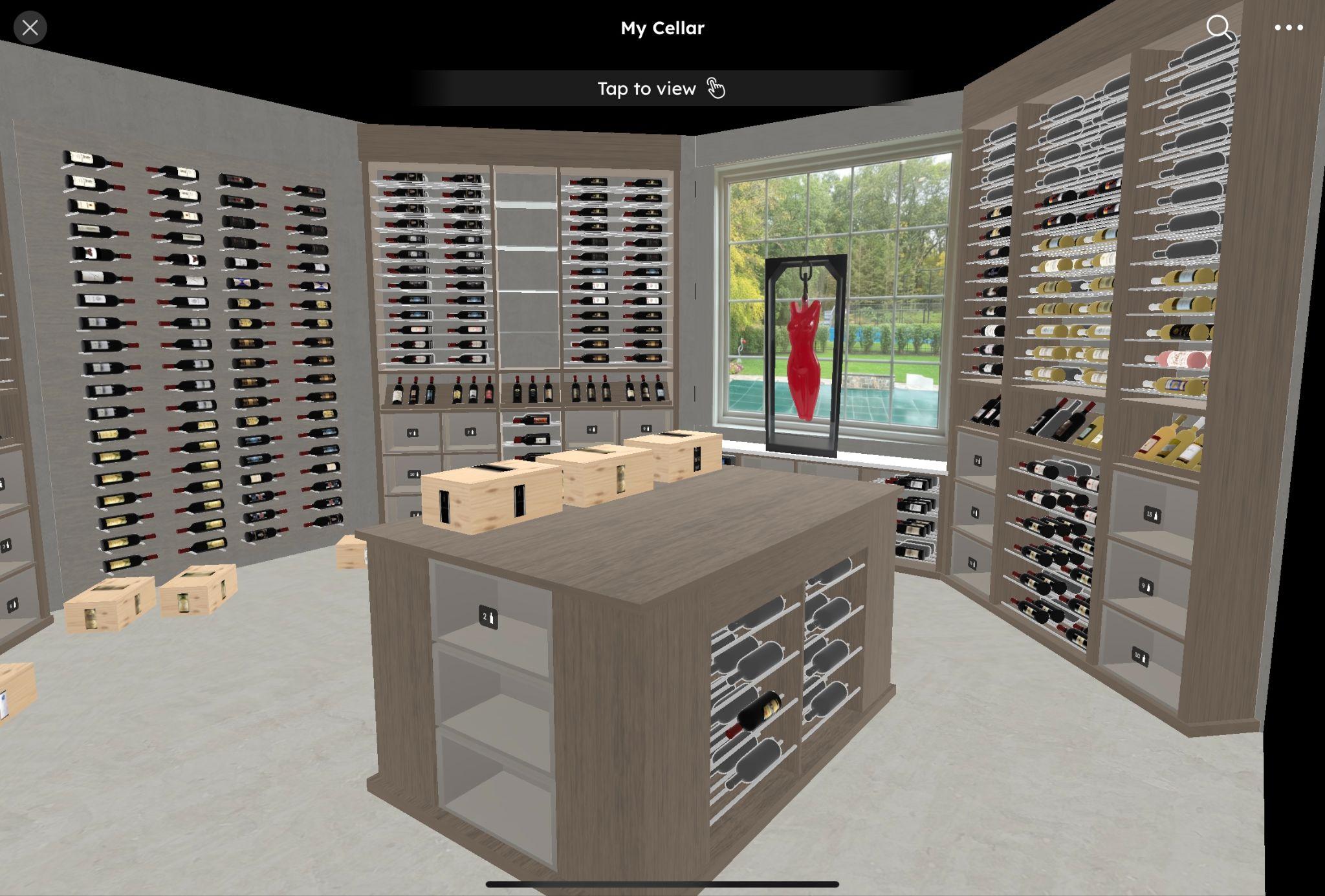 Authorized InVintory Elite 3D representation of the same private wine cellar
